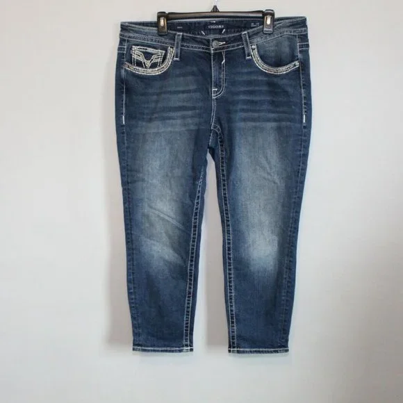 VIGOSS Capri Heritage Fit Jeans Thick Stitch Women's Size 16 H12054 - Picture 7 of 12